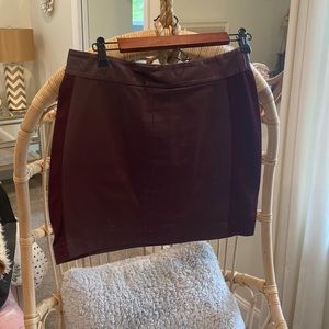 Paige maroon leather mini skirt
